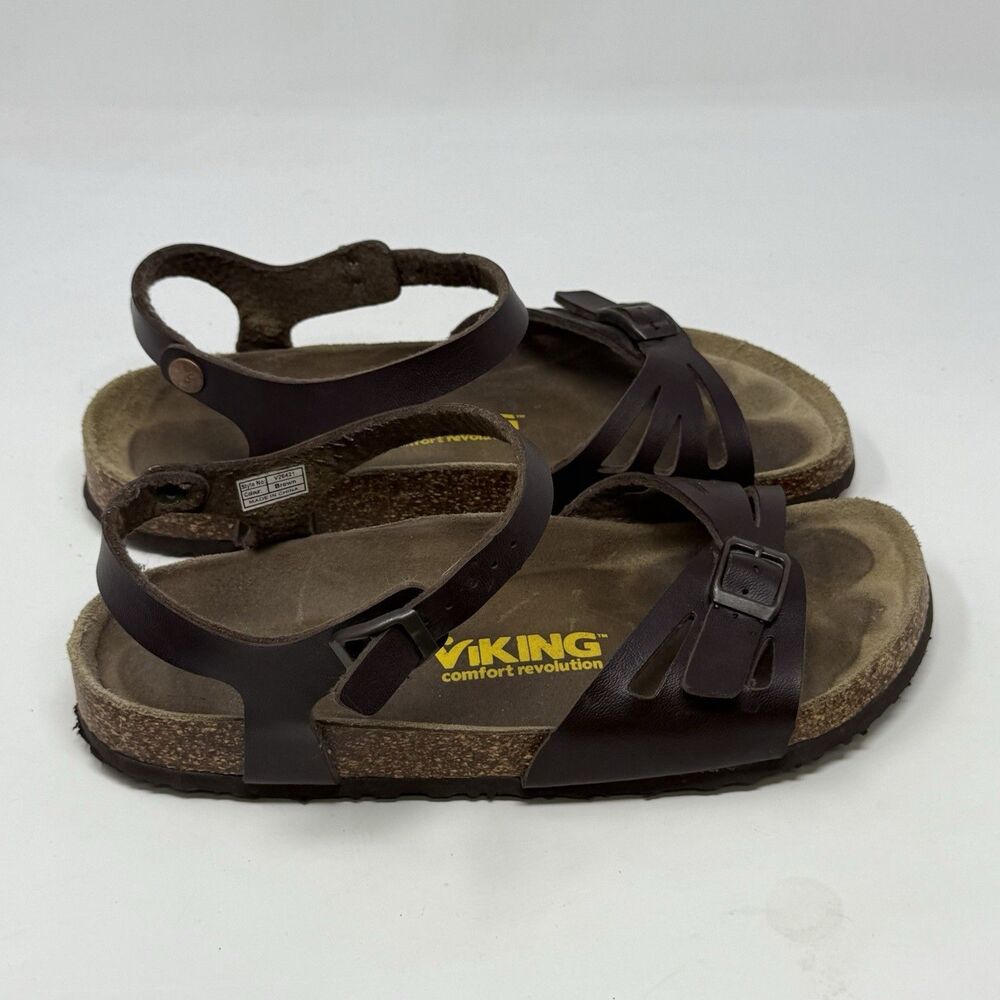 Viking Comfort Revolution Sandals Womens 10.5 EU 41 Brown Ankle Strap Cork Shoes